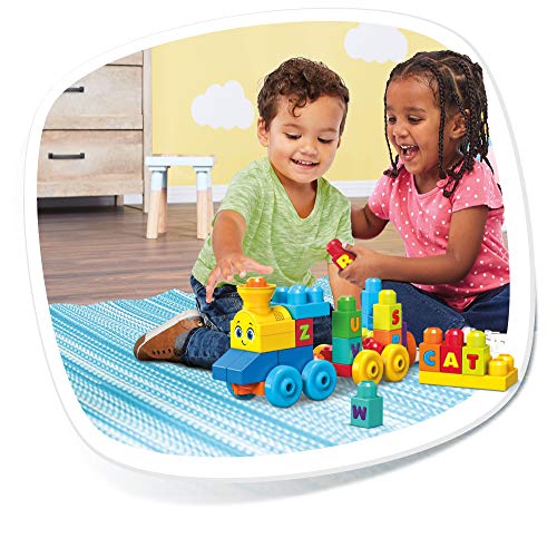 MEGA BLOKS Fisher-Price ABC Blocks Building Toy, ABC Musical Train with 50 Pieces, Music and Sounds for Toddlers, Gift Ideas for Kids Age 1+