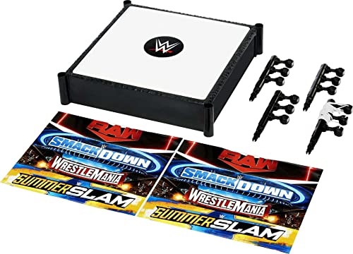 WWE Superstar Ring Playset with Spring-Loaded Mat, Pro-Tension Ropes & 4 Event Stickers, 14-Inch,6 years and up,Toy