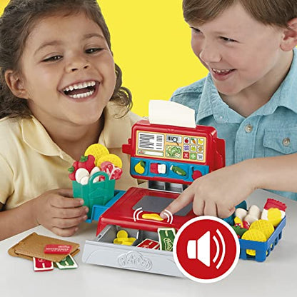 Play-Doh Cash Register with Fun Sounds, Play Food Accessories, and 4 Non-Toxic Colors. 3 & up.