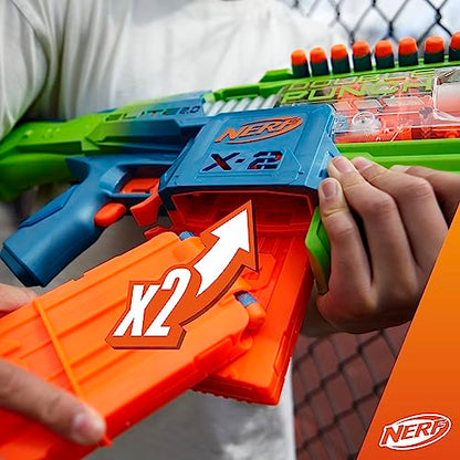 Nerf Elite 2.0 Double Punch Motorized Dart Blaster, Rapid Alternating Barrels, 50 Nerf Elite Darts, 2X 10-Dart Clips, Ages 8 & Up