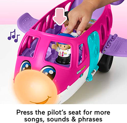 Fisher-Price Little People Barbie Toddler Toy Little Dream Plane with Lights Music & Figures for Pretend Play Ages 18+ Months