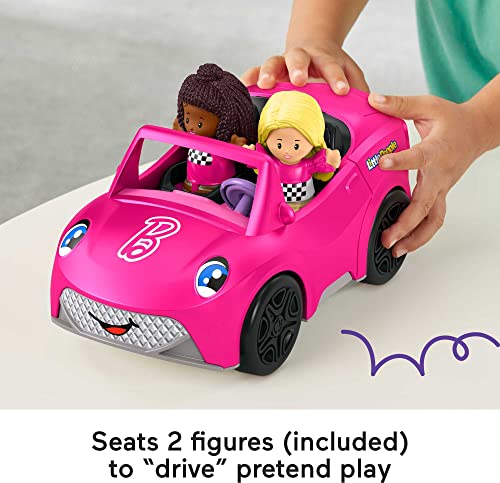 Fisher-Price Little People Barbie Toddler Toy Car Convertible with Music Sounds & 2 Figures for Pretend Play Ages 18+ Months