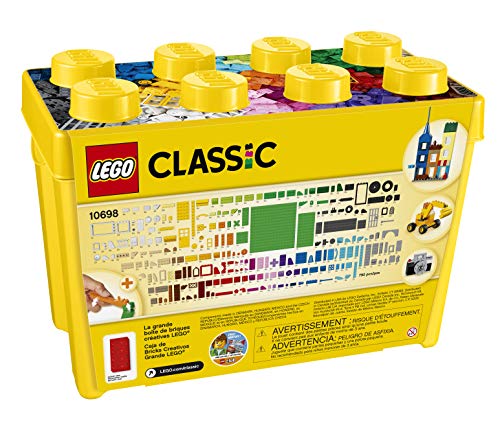 LEGO Classic Large Creative Brick Box 10698 Building Toy Set for Back to School, Toy Storage Solution for Classrooms, Interactive Building Toy for Kids, Boys, and Girls