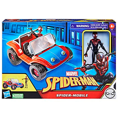 Spider-Man Marvel Spider-Mobile 6-Inch-Scale Vehicle with Miles Morales Action Figure,Ages 4 and Up