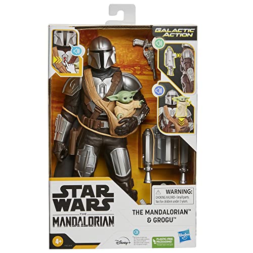 Playskool STAR WARS Galactic Action The Mandalorian & Grogu Interactive Electronic 12-Inch-Scale Action Figures,Toys for Kids Ages 4 and Up