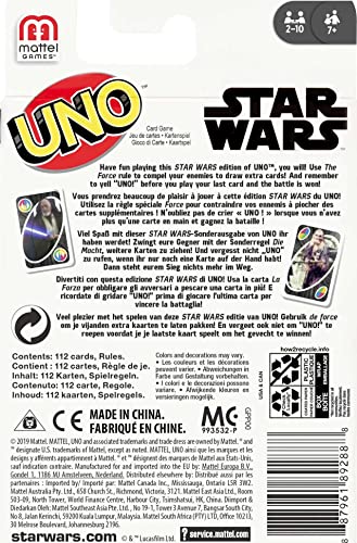 Mattel Games UNO Star Wars Card Game for Kids & Family with Themed Deck & Special Rule, 2-10 Players