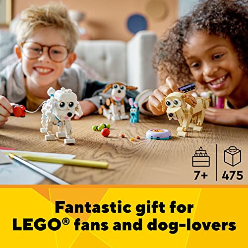 LEGO Creator 3-in-1 Adorable Dogs Building set for Dog Lovers, Featuring Dachshund, Beagle, Pug, Poodle, Husky, or Labrador .