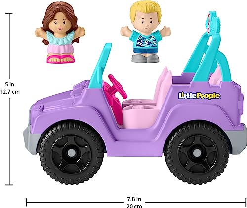 Little People Barbie Toy Car Beach Cruiser with Music Sounds and 2 Figures for Pretend Play Ages 18+ Months