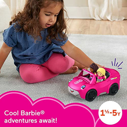 Fisher-Price Little People Barbie Toddler Toy Car Convertible with Music Sounds & 2 Figures for Pretend Play Ages 18+ Months