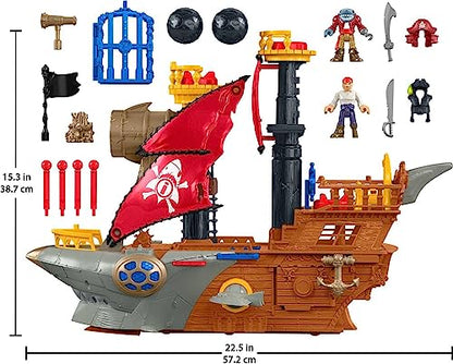 Imaginext Preschool Toy Shark Bite Pirate Ship Playset With Figure & Accessories For Pretend Play Ages 3+ Years