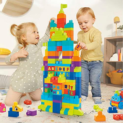 MEGA BLOKS Fisher-Price Toddler Block Toys, Even Bigger Building Bag with 300 Pieces and Storage.