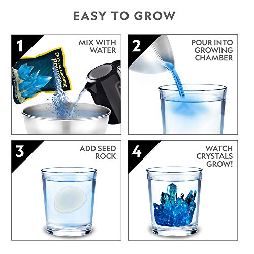 NATIONAL GEOGRAPHIC Mega Crystal Growing Kit for Kids – Grow 6 Vibrant Crystals Fast (3-4 Days), with Light-Up Display Stand and Real Gemstones, Crystal Making Science Kit (Amazon Exclusive)