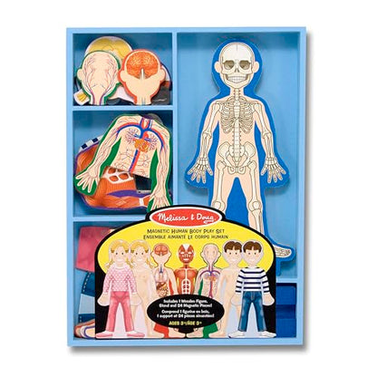 Melissa & Doug Magnetic Human Body Anatomy Play Set With 24 Magnetic Pieces and Storage Tray - Human Body Model Puzzle For Preschoolers And Kids Ages 3+