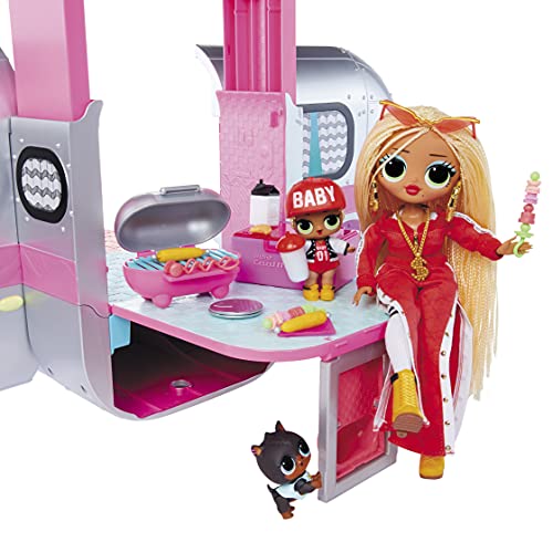 LOL Surprise OMG Glamper Fashion Camper Doll Playset with 55+ Surprises, Fully-Furnished with Light Up Pool, Water Slide, Bunk Beds, Cafe, BBQ Grill, DJ Booth - Ages 4 + Years