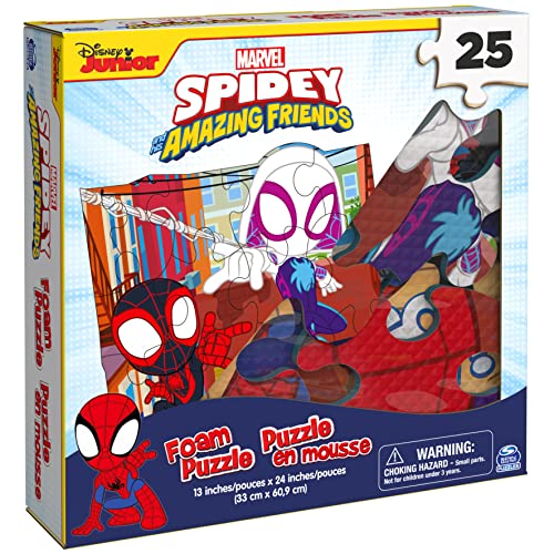 Marvel, 25-Piece Jigsaw Foam Squishy Puzzle Go Spidey! for Kids Ages 4 and up