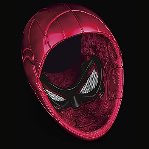 Spider-Man Marvel Legends Series Iron Spider Electronic Helmet with Glowing Eyes, 6 Light Settings and Adjustable Fit , Red