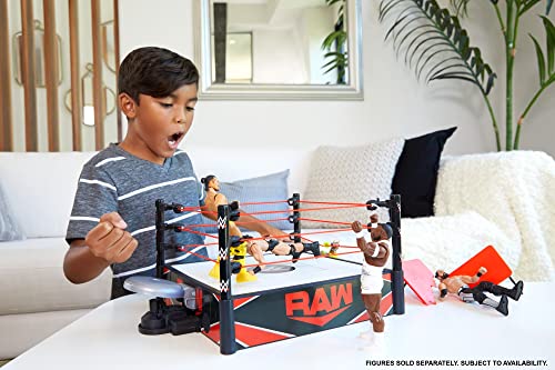 Mattel WWE Kickout Ring Wrekkin Playset with Randomized Ring Count, Springboard Launcher, Crane, WWE Championship & Accessories, 13-Inch X 20-Inch Ring, Multicolor