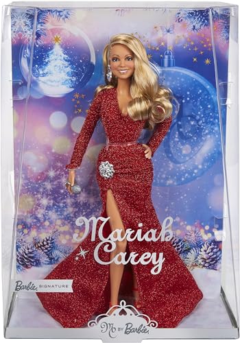 Barbie Mariah Carey Doll, Holiday Celebration Collectible, Glittery Red Gown with Silver Accessories