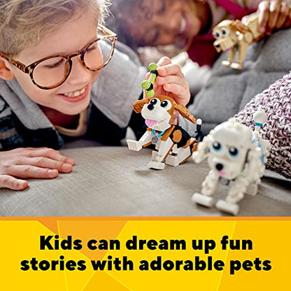 LEGO Creator 3-in-1 Adorable Dogs Building set for Dog Lovers, Featuring Dachshund, Beagle, Pug, Poodle, Husky, or Labrador .