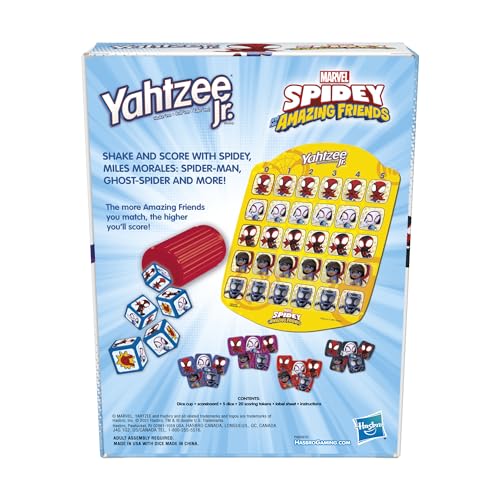 Hasbro Spidey and His Amazing Friends Yahtzee Jr.Marvel Edition Board Game for Kids Ages 4 and Up