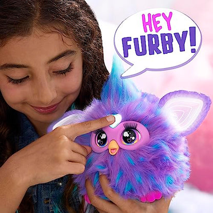 Furby Purple, 15 Fashion Accessories, Interactive Plush Toys for 6 Year Old Girls & Boys & Up, Voice Activated Animatronic