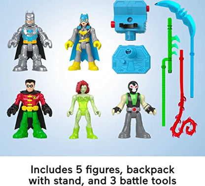 Fisher-Price Imaginext DC Super Friends Preschool Toys Batman Battle Multipack 9-Piece Figure Set with Light-Up Backpack for Ages 3+ Years