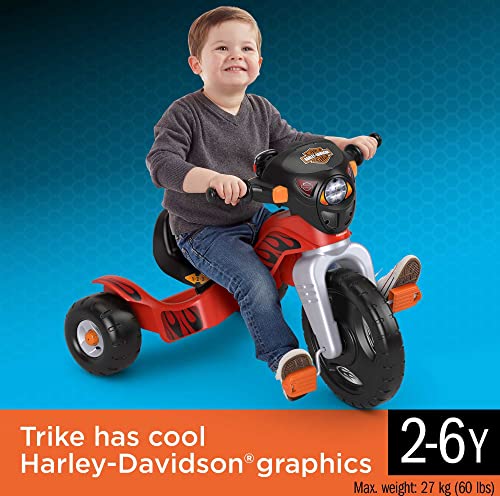 Fisher-Price Harley Davidson Toddler Tricycle Ride-On Preschool Toy, Lights & Sounds Trike with Adjustable Seat, Large