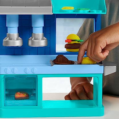 Play-Doh Kitchen Creations Busy Chef's Restaurant Playset, 2-Sided Play Kitchen set . Ages 3+