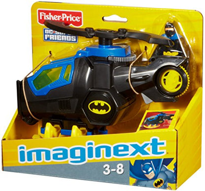 Fisher-Price Imaginext DC Super Friends Batman Toy Helicopter with Spinning Propellers and Batman Figure for Preschool Pretend Play