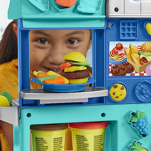 Play-Doh Kitchen Creations Busy Chef's Restaurant Playset, 2-Sided Play Kitchen set . Ages 3+