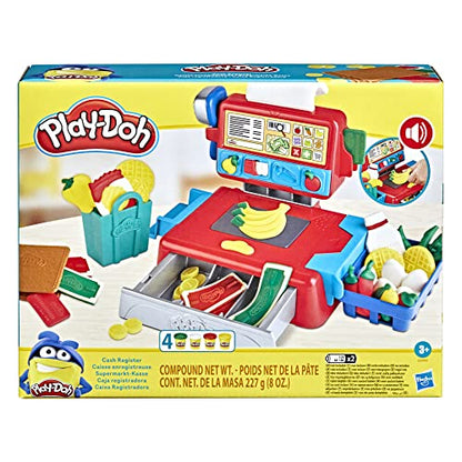 Play-Doh Cash Register with Fun Sounds, Play Food Accessories, and 4 Non-Toxic Colors. 3 & up.