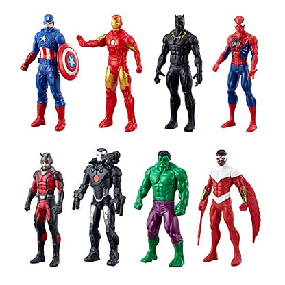 Marvel Avengers Action Figures - Iron Man, Hulk, Black Panther, Captain America, Spider Man, Ant Man, War Machine & Falcon! (8)