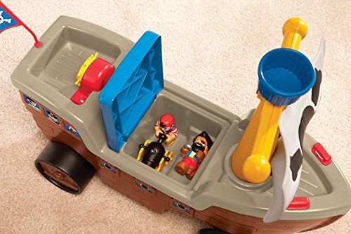 Little Tikes 2-in-1 Pirate Ship Toy - Kids Ride-On Boat with Wheels, Under Seat Storage and Playset with Figures.