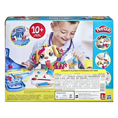 Play-Doh Care 'n Carry Vet Playset for Kids 3 and Up with Toy Dog, Storage, 10 Tools, and 5 Modeling Compound Colors.