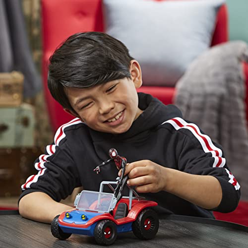 Spider-Man Marvel Spider-Mobile 6-Inch-Scale Vehicle with Miles Morales Action Figure,Ages 4 and Up