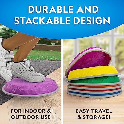 NATIONAL GEOGRAPHIC Stepping Stones for Kids – 10 Durable Non-Slip Stones Encourage Toddler Balance & Gross Motor Skills, Indoor & Outdoor Toys, Balance Stones, Obstacle Course (Amazon Exclusive)