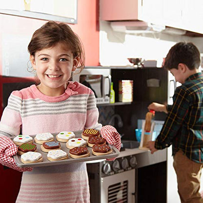 Melissa & Doug Slice and Bake Wooden Cookie Play Food Set - Pretend Cookies And Baking Sheet, Wooden Play Food Set, Toy Baking Set For Kids Ages 3+