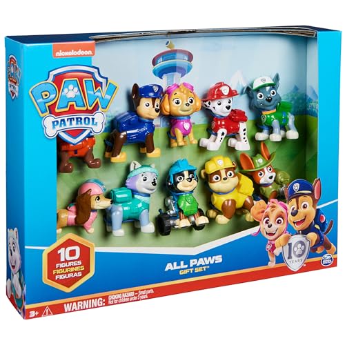 Paw Patrol, 10th Anniversary, All Paws On Deck Toy Figures Gift Pack with 10 Collectible Action Figures, Kids Toys for Ages 3 and up