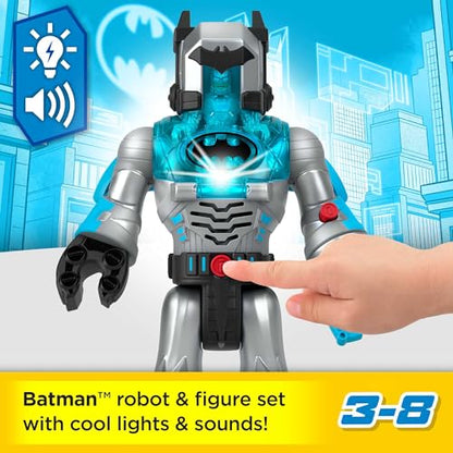 Fisher-Price Imaginext DC Super Friends Batman Toy Insider & Exo Suit 12-Inch Robot with Lights Sounds & Figure for Ages 3+ Years, Defender Grey, Medium