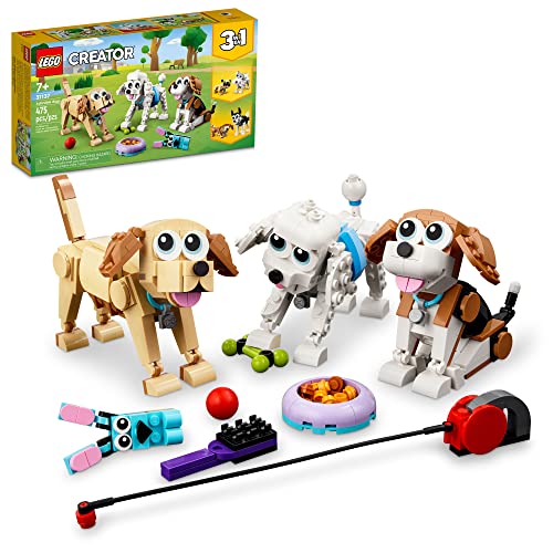 LEGO Creator 3-in-1 Adorable Dogs Building set for Dog Lovers, Featuring Dachshund, Beagle, Pug, Poodle, Husky, or Labrador .