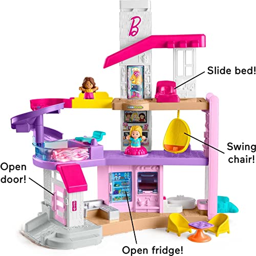 Fisher-Price Little People Barbie Toddler Playset Little Dreamhouse With Music & Lights Plus Figures & Accessories For Ages 18+ Months