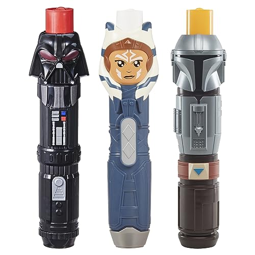 Star Wars Lightsaber Squad 3-Pack, The Mandalorian, Ahsoka, and Darth Vader Lightsabers, Toys for 4 Year Old Boys and Girls (Amazon Exclusive)