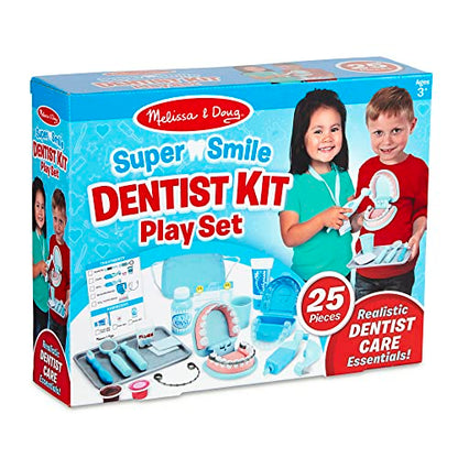 Melissa & Doug Super Smile Dentist Kit With Pretend Play Set of Teeth And Dental Accessories (25 Toy Pieces) - Ages 3+