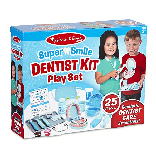 Melissa & Doug Super Smile Dentist Kit With Pretend Play Set of Teeth And Dental Accessories (25 Toy Pieces) - Ages 3+