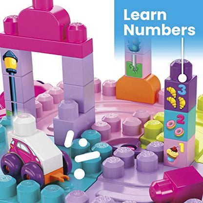 MEGA BLOKS Fisher Price Toddler Building Blocks, Build n Learn Activity Table with 30 Pieces, Toy Car and Storage, Pink, Portable Gift Ideas for Kids (Amazon Exclusive)