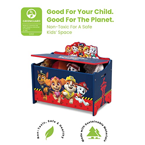 Delta Children Kids Easel and Play Station – Ideal for Arts & Crafts, Homeschooling and More, Nick Jr. PAW Patrol - Greenguard Gold Certified, Drawing & Deluxe Toy Box, PAW Patrol