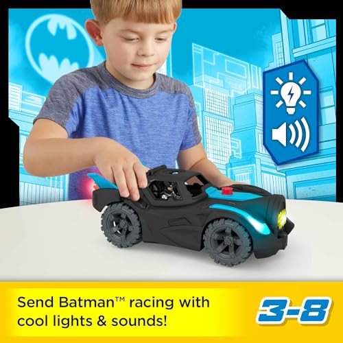 Imaginext DC Super Friends Batman Toys Lights & Sounds Batmobile with Batman Figure for Pretend Play Ages 3+ Years (Amazon Exclusive)