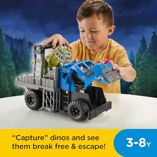 Fisher-Price Imaginext Jurassic World Dominion Break Out Dino Hauler Vehicle with T. rex Dinosaur 5-Piece Playset for Ages 3+ Years