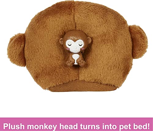 Barbie Cutie Reveal Fashion Doll, Jungle Series Monkey Plush Costume, 10 Surprises Including Mini Pet & Color Change