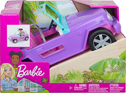 Barbie Toy Car, Purple Off-Road Vehicle with 2 Pink Seats and Treaded, Rolling Wheels